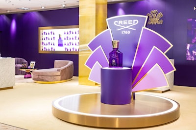 The pop-up featured a walk-through museum experience that showcased Creed’s history, plus photo ops, oversize bottles, a lounge area, and more.