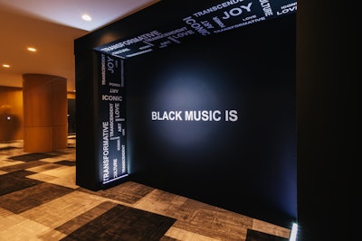 MVD Inc’s co-founder and creative director Massah David wanted to celebrate the transformative and transcendent nature of Black music. “We really wanted to reflect that Black music is the birthplace of all music,' she said. 'From afro beats to rock to jazz, Black music has been the foundation spanning genres. So we wove that concept into every touch point; from the event design to the show, we centered this year’s theme: Black Music Is…”