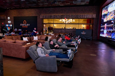 Fans could relax in Ashley’s game-ready lounge.