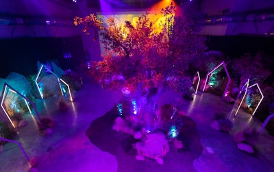 'We built a massive, 30-foot central tree to anchor the event and immerse the guests into the surreal forest scenes from the show, which also served as a marquee focal point, photo experience, and backdrop for the evening,” Choate explained. See more: How This Rihanna Event Evoked a 'Seductive Fashion Fever Dream'