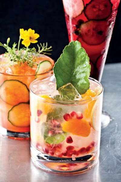 Living Room, the lobby bar at W South Beach in Miami, has served cocktails made with seasonal herbs, essential oils, edible flowers, and local organic produce, designed by Scott Beattie.